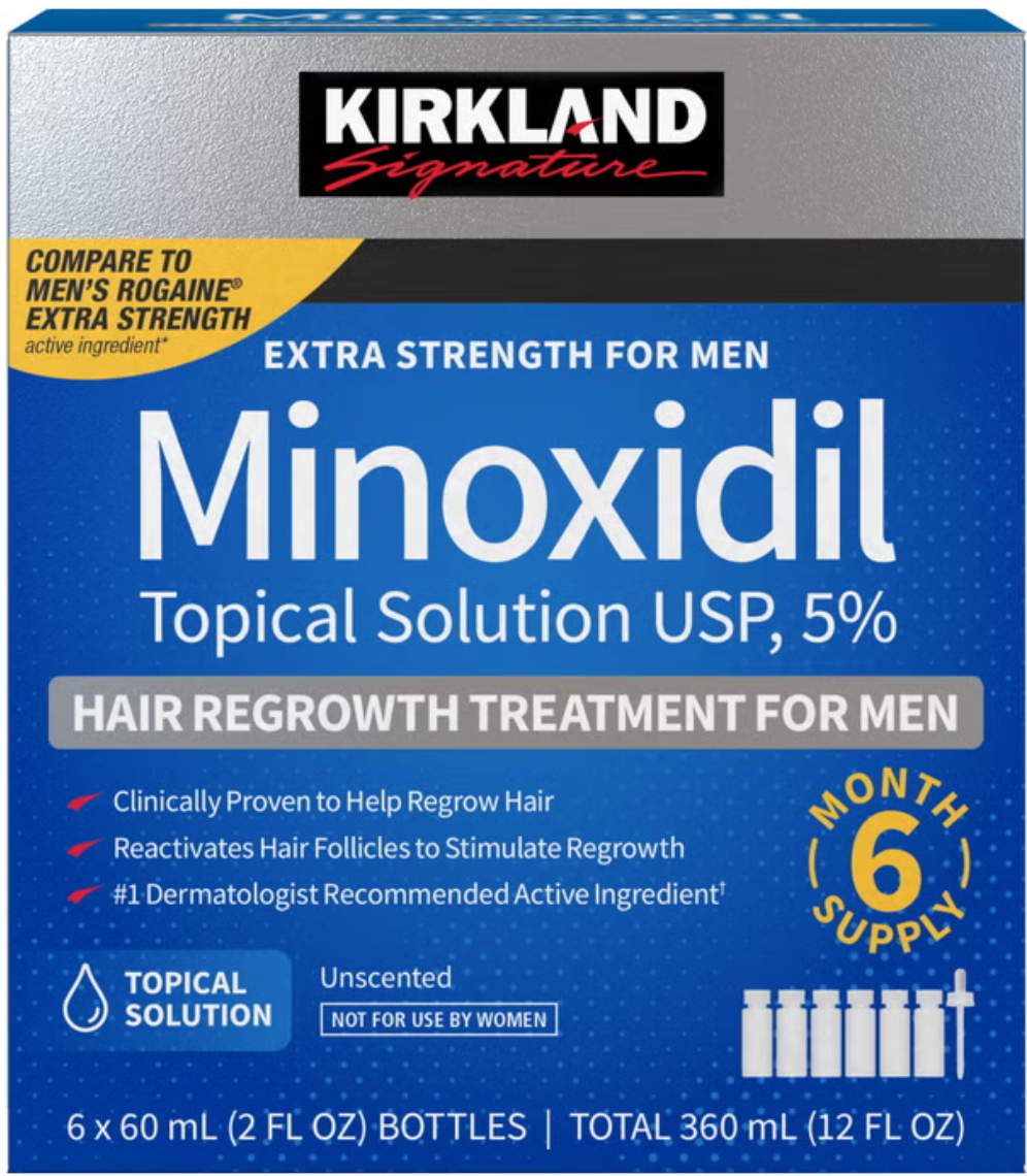 Kirkland Signature Minoxidil 5% Extra Strength Hair Regrowth Treatment – 6 Month Supply